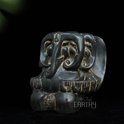 Panchmukhi Ganesha Pure Brass Rustic Vintage Abstract Sculpture