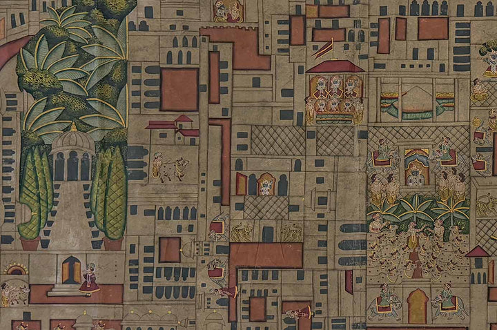 Nathdwara Ki Haveli Map Pichwai Painting (Handmade / Unframed / 120.6 x 151.1 cm)