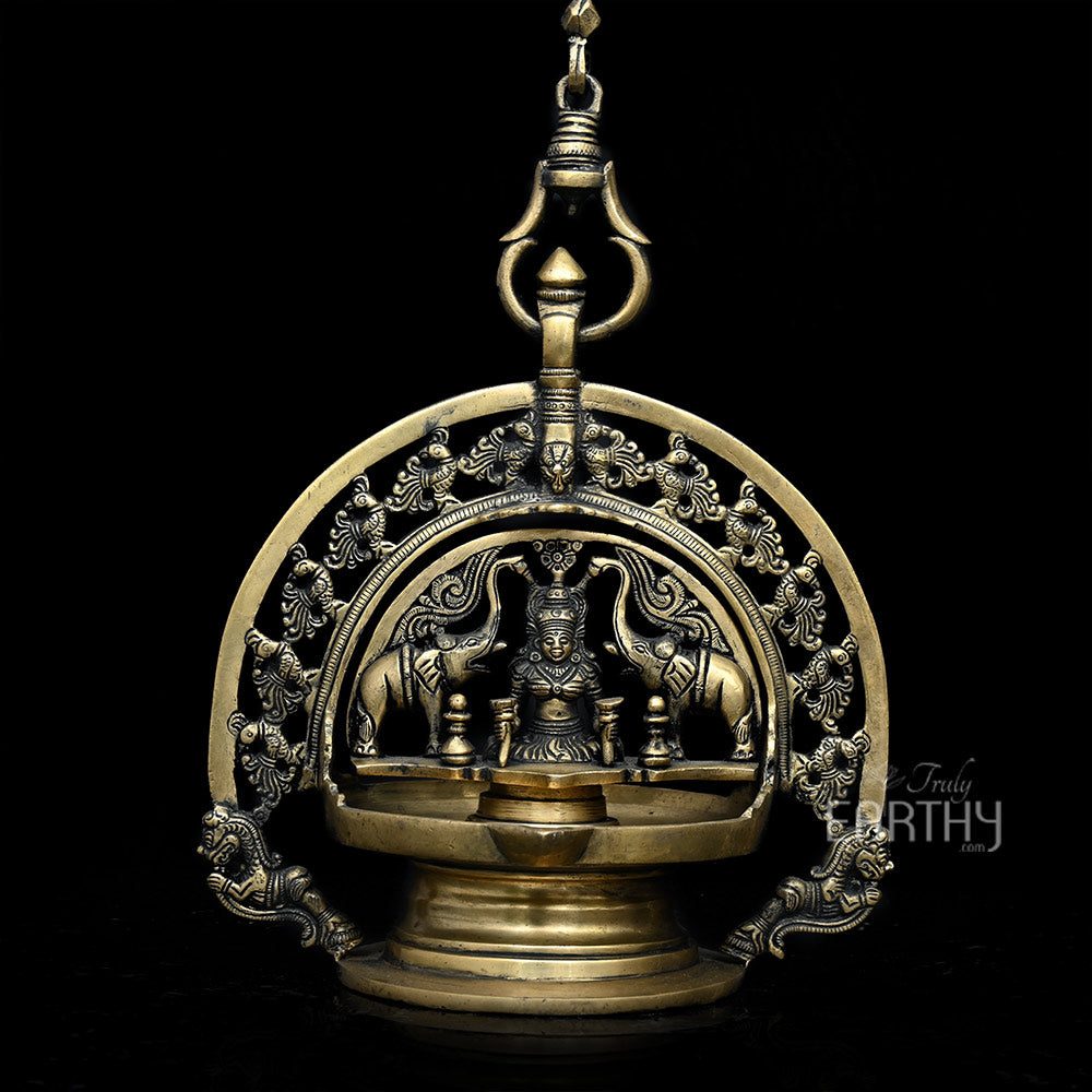Brass Hanging Gaj-Laxmi Oil Lamp
