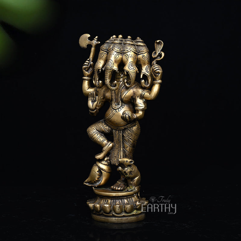 Brass Panchmukhi Ganesha Statue