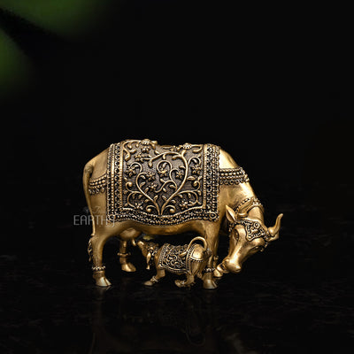 Brass Superfine Statue of Kamdhenu Cow with Calf