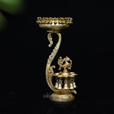Brass Unique Urli with Peacock Diyas