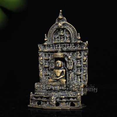 Vintage Brass Mahavir Ji with Jain Tirthankaras Sculpture