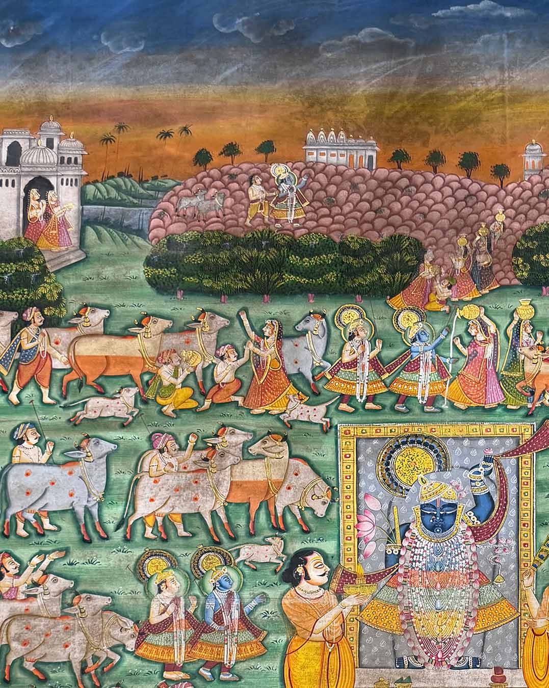Daan Leela Large Pichwai Painting (Handmade / Unframed / 141.4 x 204.9 cm)
