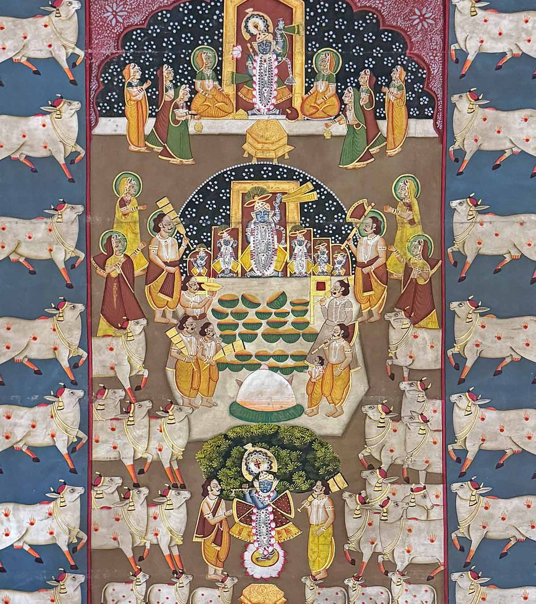 Annakut Mahotsav - Pichwai Painting (Handmade / Unframed / 120 x 152 cm)
