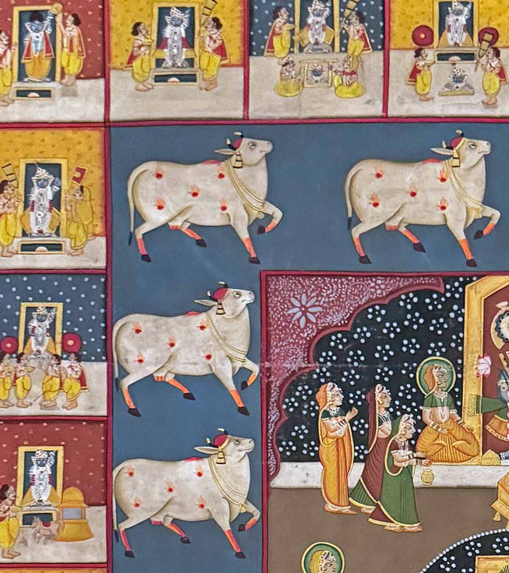 Annakut Mahotsav - Pichwai Painting (Handmade / Unframed / 120 x 152 cm)