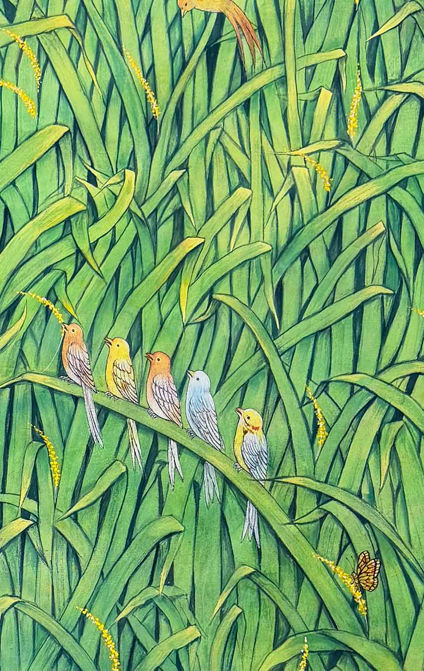 The Enchanting Melody of Vrindavan - Pichwai Painting (Handmade / Unframed / 106.6 x 167.6 cm)
