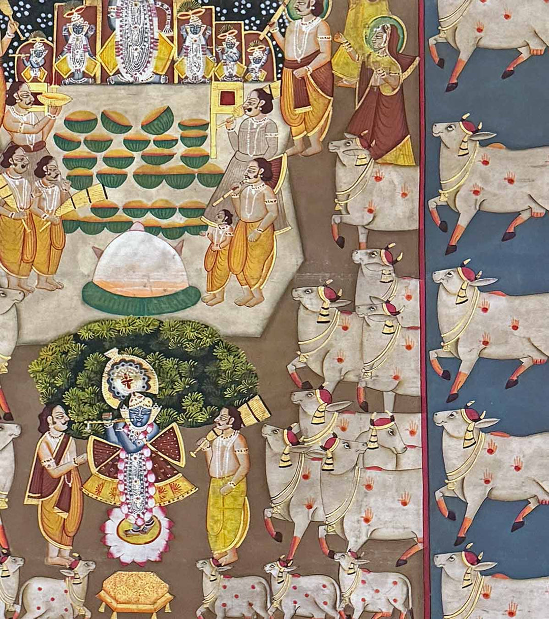 Annakut Mahotsav - Pichwai Painting (Handmade / Unframed / 120 x 152 cm)