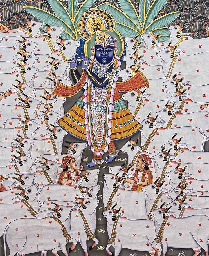 Cows Festival - Pichwai Painting (Handmade / Unframed / 121.9 x 147.3 cm)