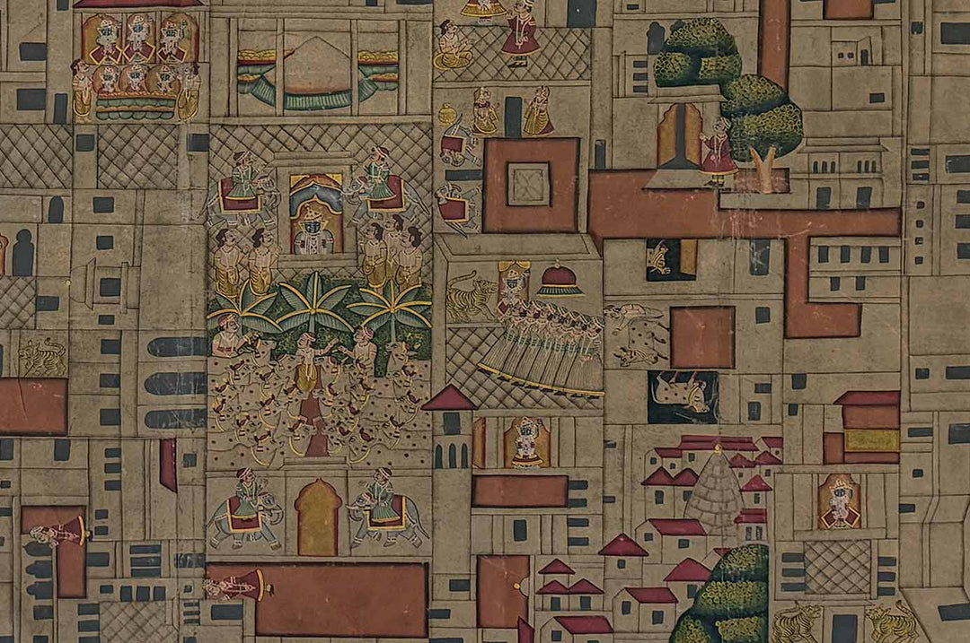 Nathdwara Ki Haveli Map Pichwai Painting (Handmade / Unframed / 120.6 x 151.1 cm)