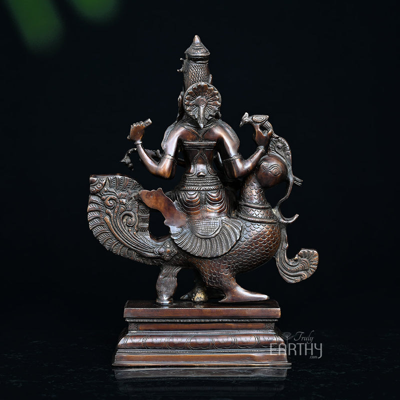 brass saraswati statue, angle 4