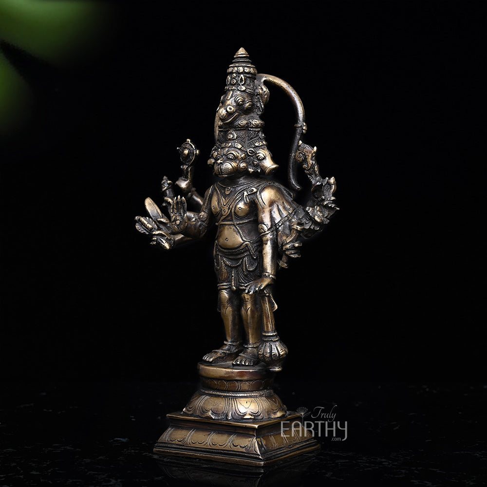 Brass Standing Panchmukhi Hanuman Idol