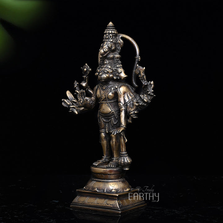 Brass Standing Panchmukhi Hanuman Idol