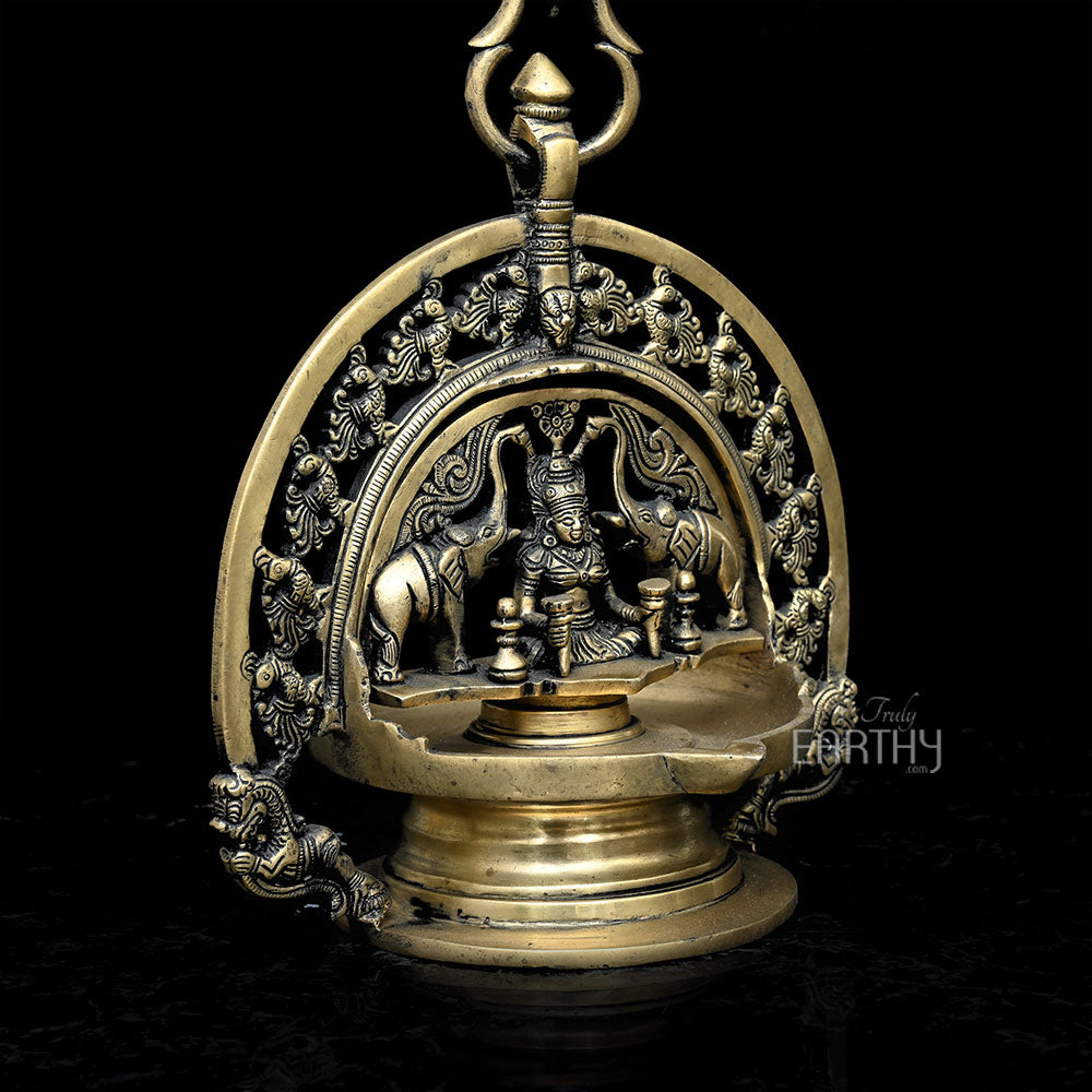 Brass Hanging Gaj-Laxmi Oil Lamp