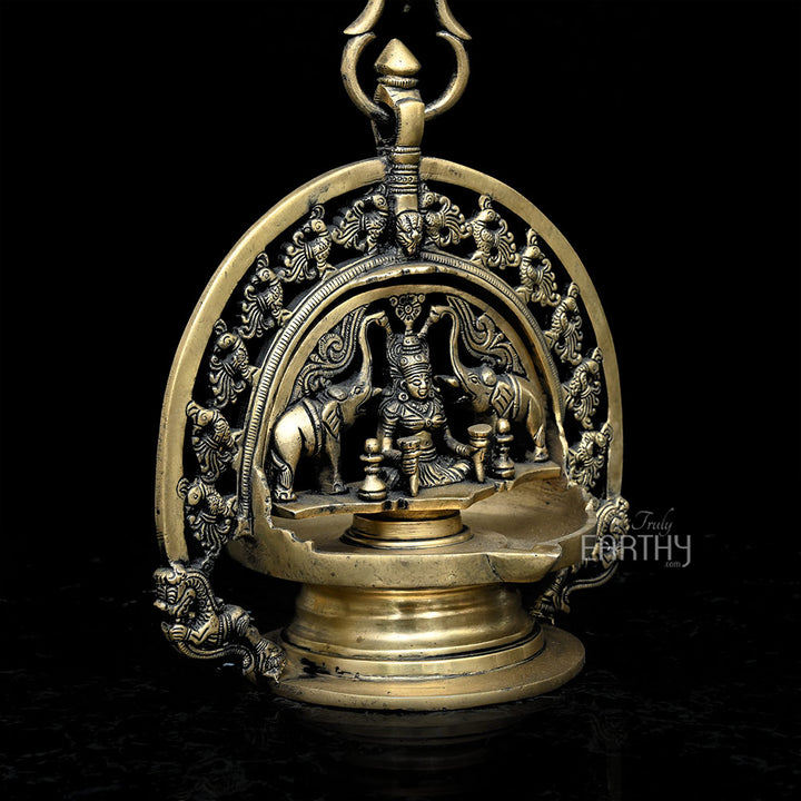 Brass Hanging Gaj-Laxmi Oil Lamp