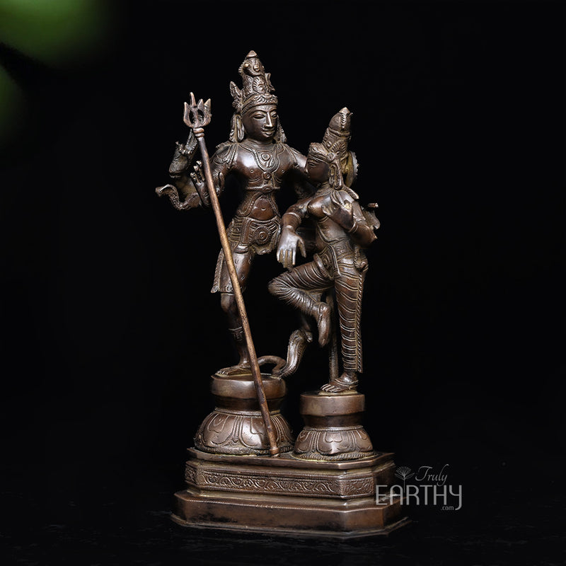 Vintage Brass Shiva Parvati Dancing Sculpture