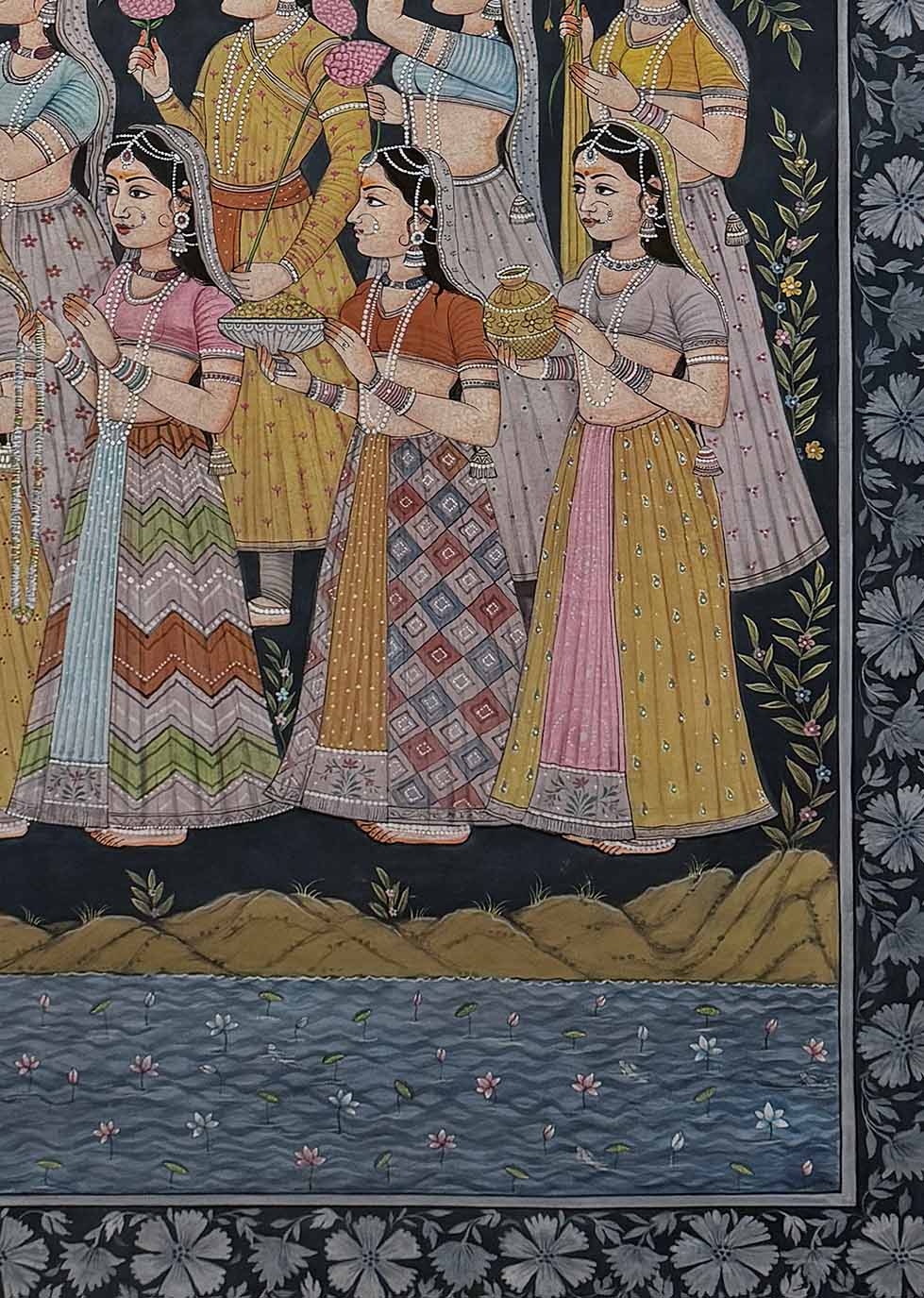 Nikunj Leela - Handmade Pichwai Painting (Unframed / 111.7 x 167.6 cm)