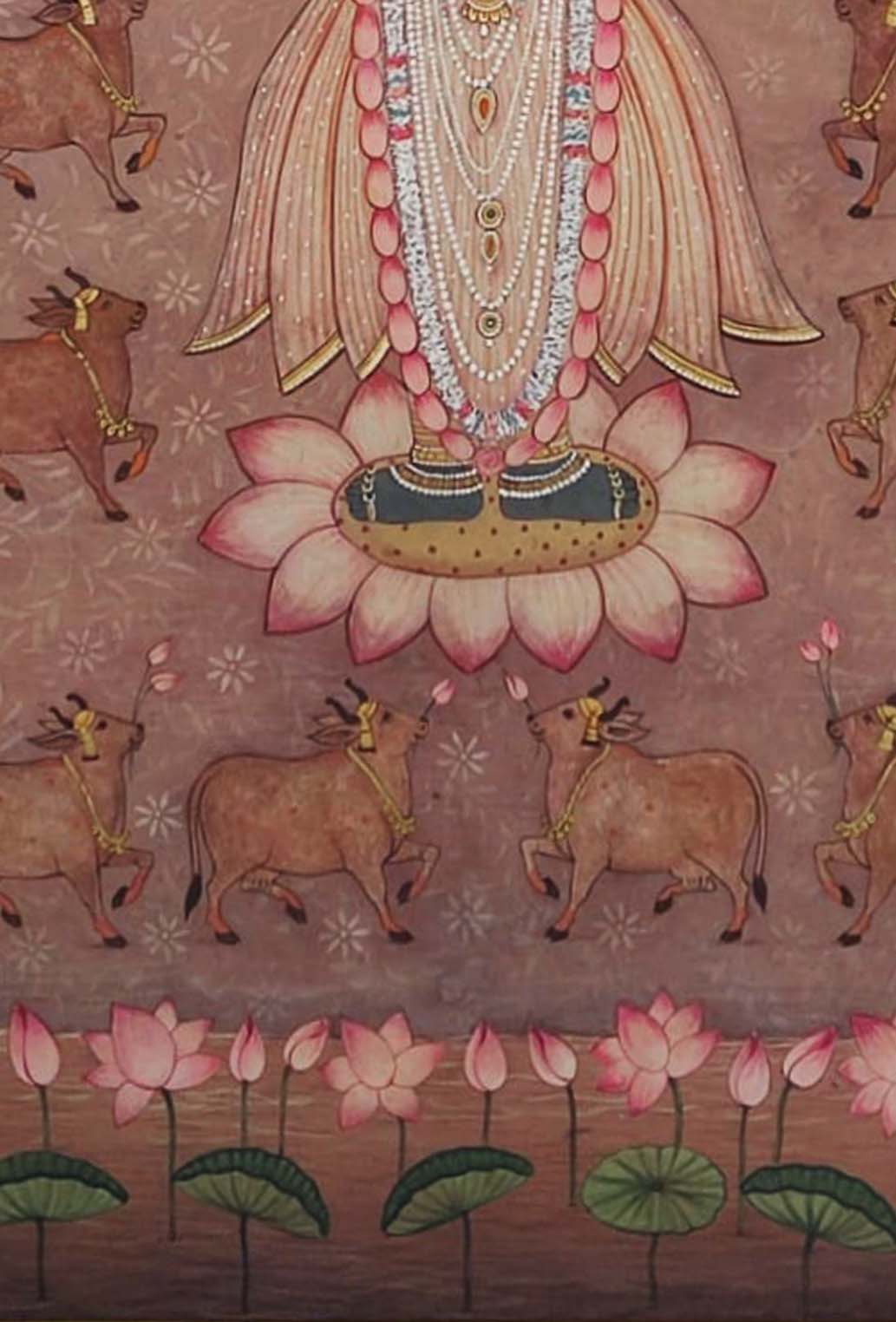 antique pichwai painting, closeup 3