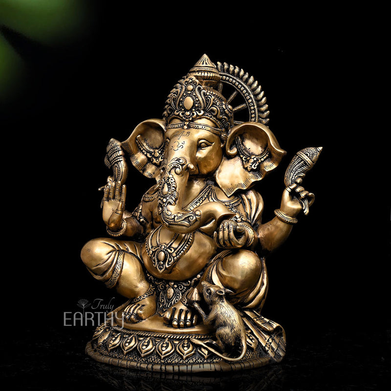 Brass Ganesha Idol (Large / 32.6 Kg / 23.2 inches)