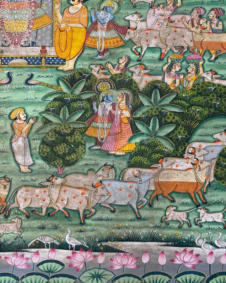 Daan Leela Large Pichwai Painting (Handmade / Unframed / 141.4 x 204.9 cm)