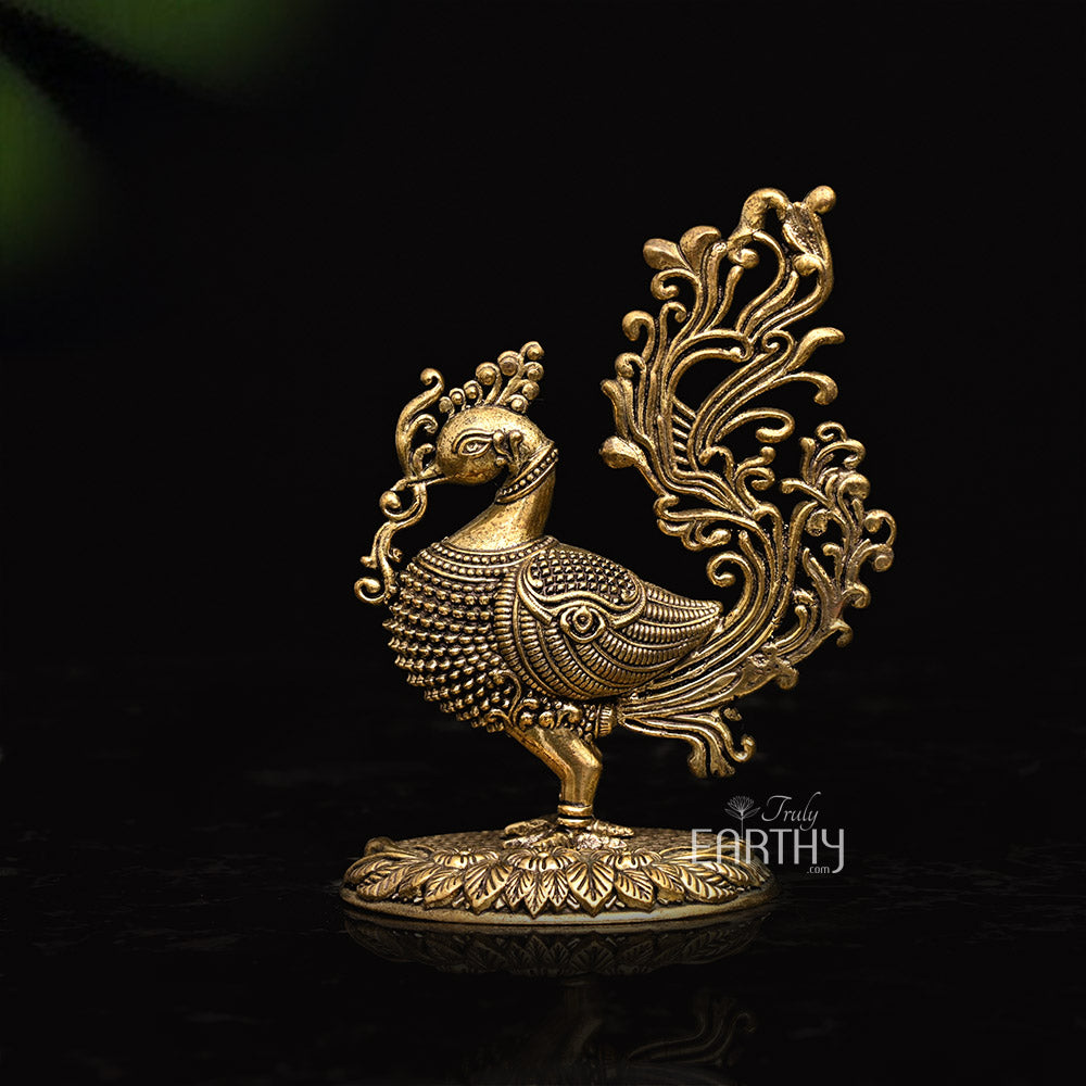 Small Superfine Peacock | Brass Statue