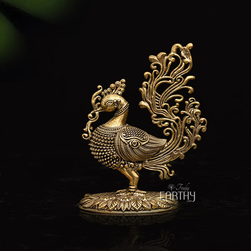 Small Superfine Peacock | Brass Statue