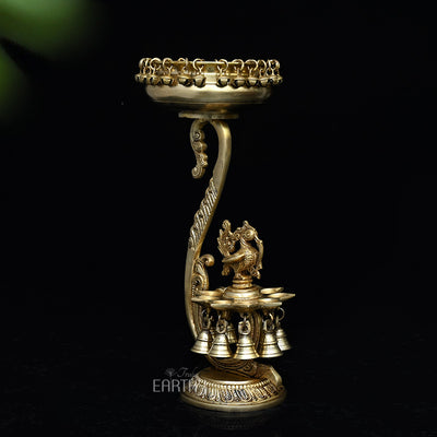 Brass Unique Urli with Peacock Diyas
