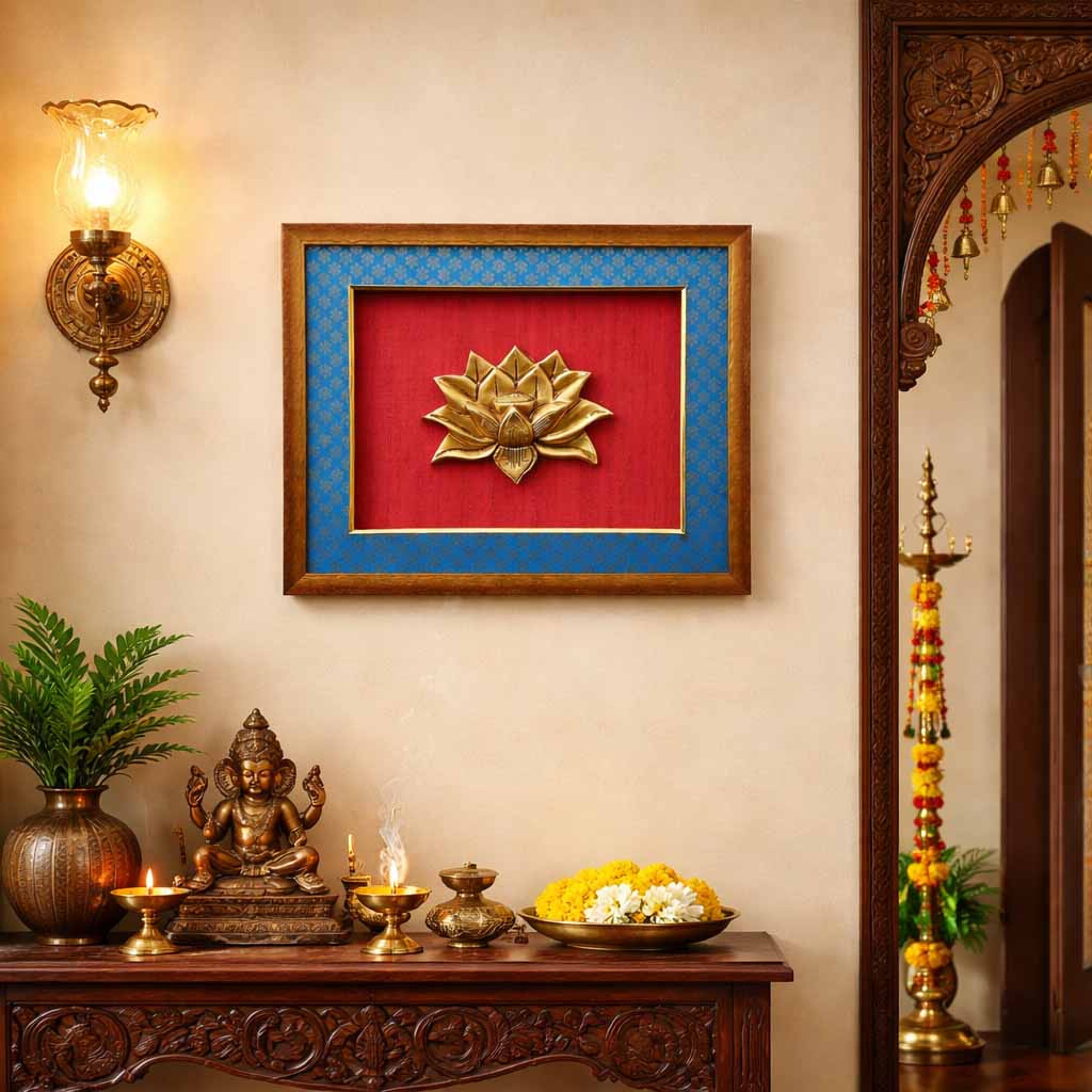 Brass Lotus Wall Hanging Frame