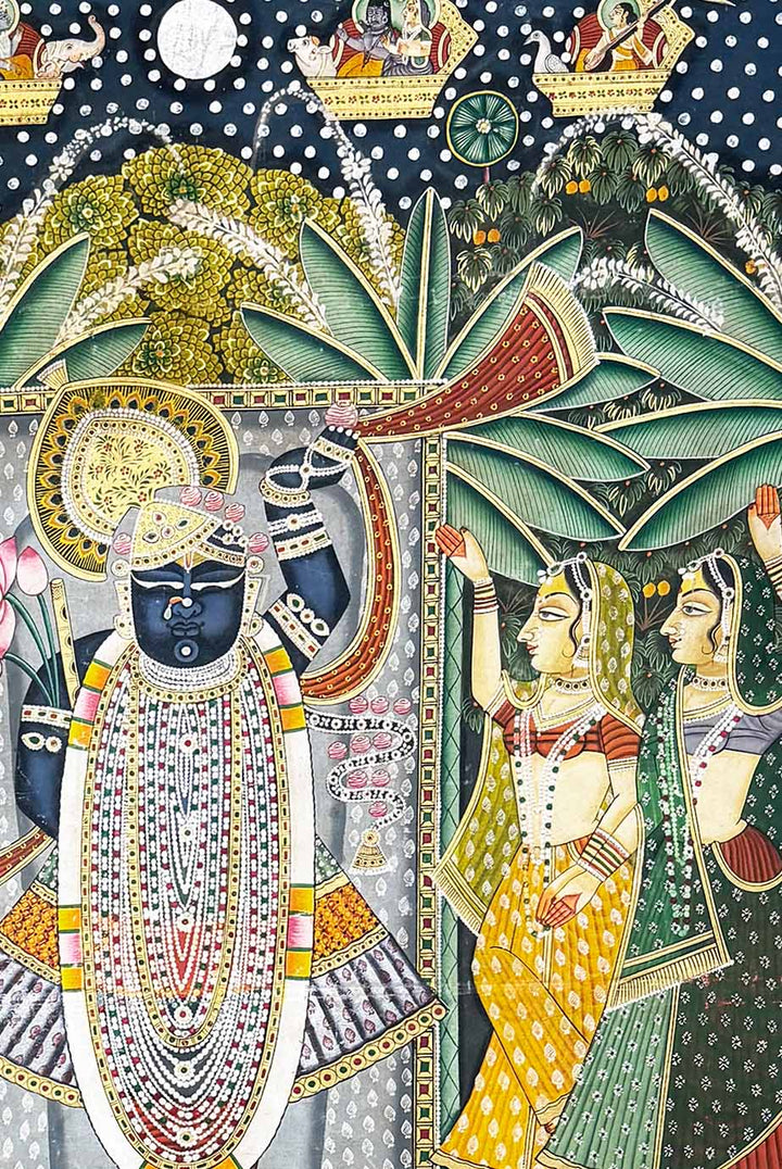 Sharad Purnima - Pichwai Painting (Handmade / Unframed / 119.3 x 182.8 cm)
