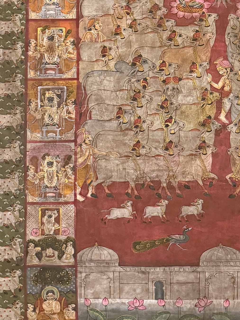 Shrinathji &amp; Dau Baba Utsav - Pichwai Painting (Handmade / Unframed / 116 x 175 cm)