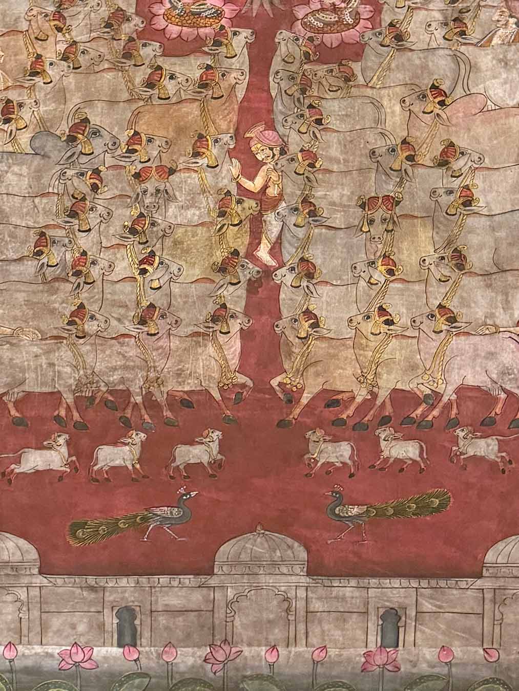 Shrinathji &amp; Dau Baba Utsav - Pichwai Painting (Handmade / Unframed / 116 x 175 cm)