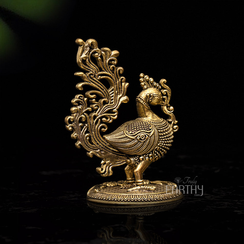 Small Superfine Peacock | Brass Statue