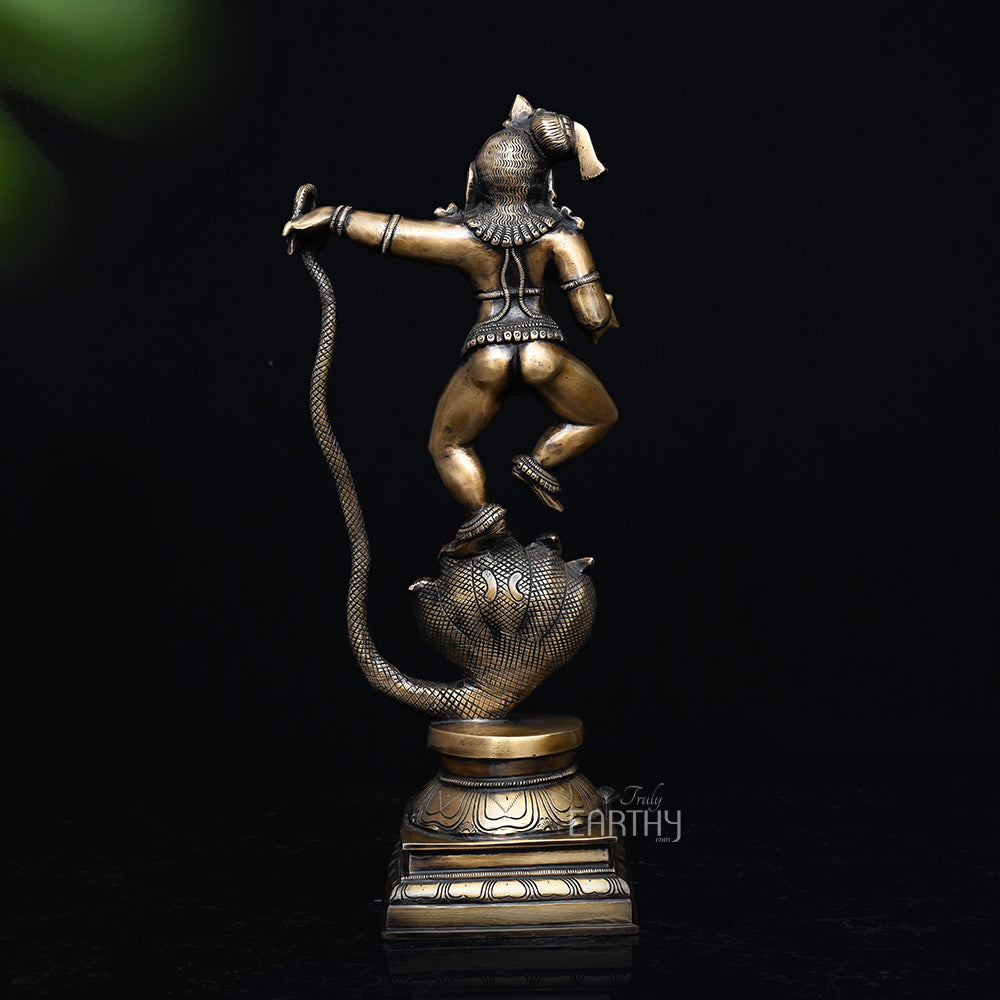 Brass Vintage Kaliya Krishna Sculpture