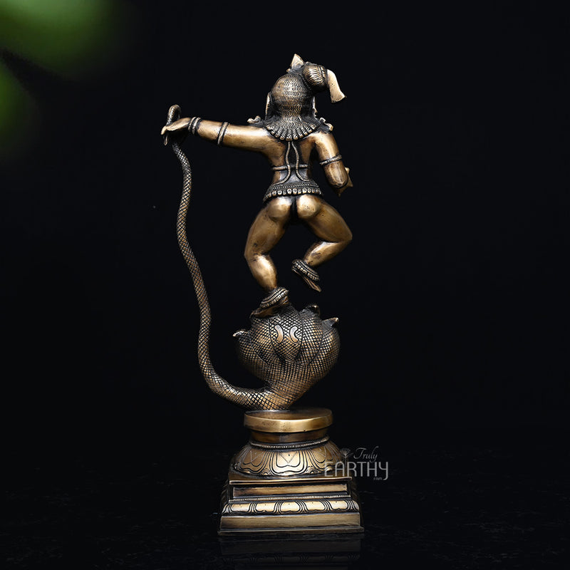 Brass Vintage Kaliya Krishna Sculpture