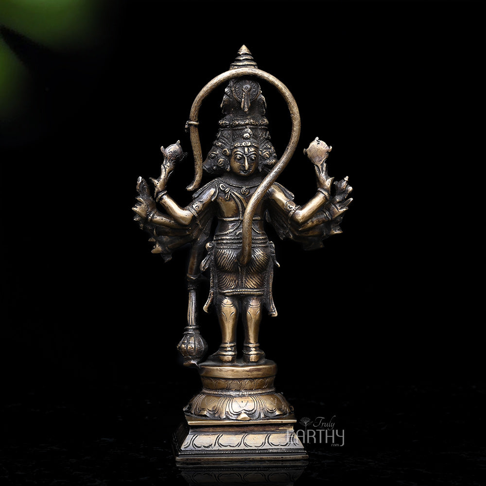 Brass Standing Panchmukhi Hanuman Idol