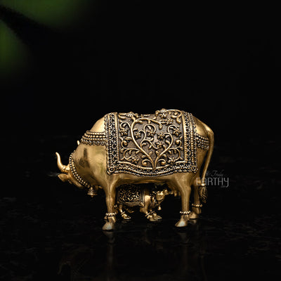 Brass Superfine Statue of Kamdhenu Cow with Calf