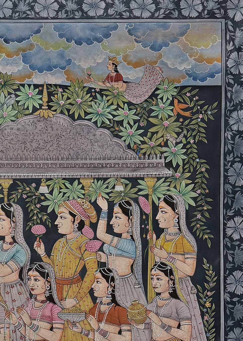 Nikunj Leela - Handmade Pichwai Painting (Unframed / 111.7 x 167.6 cm)