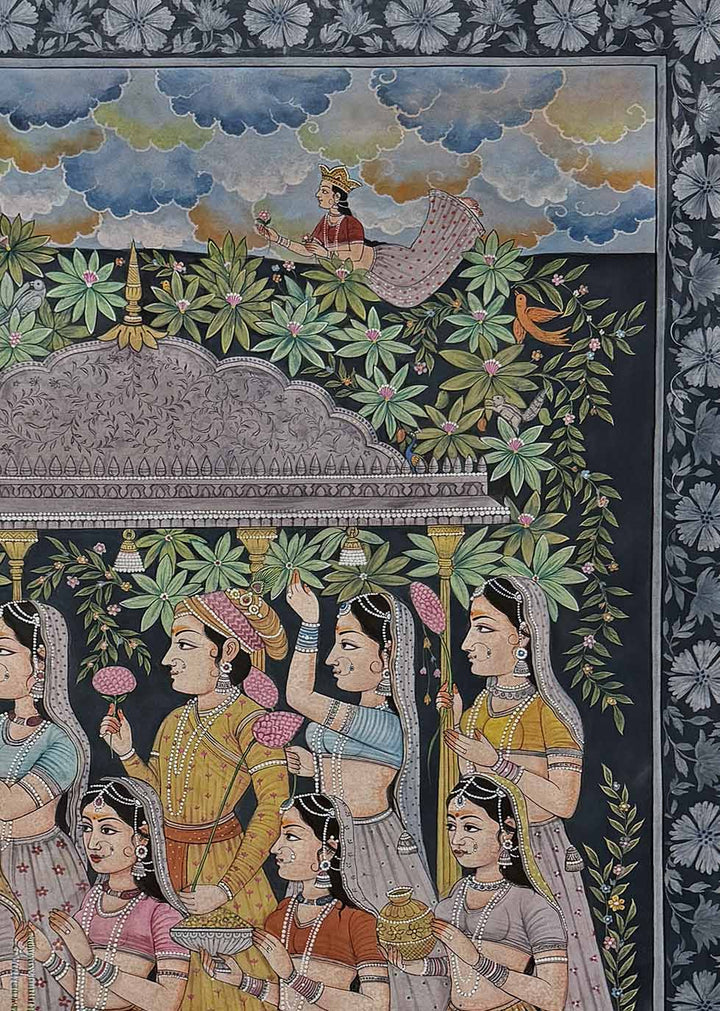 Nikunj Leela - Handmade Pichwai Painting (Unframed / 111.7 x 167.6 cm)