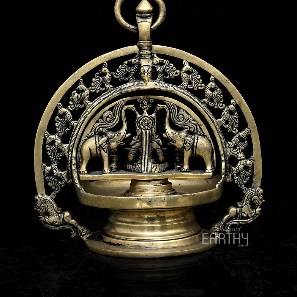 Brass Hanging Gaj-Laxmi Oil Lamp