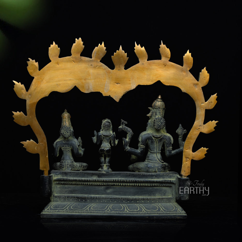 Brass Somaskanda Shiva, Parvati &amp; Kartikeya Sculpture