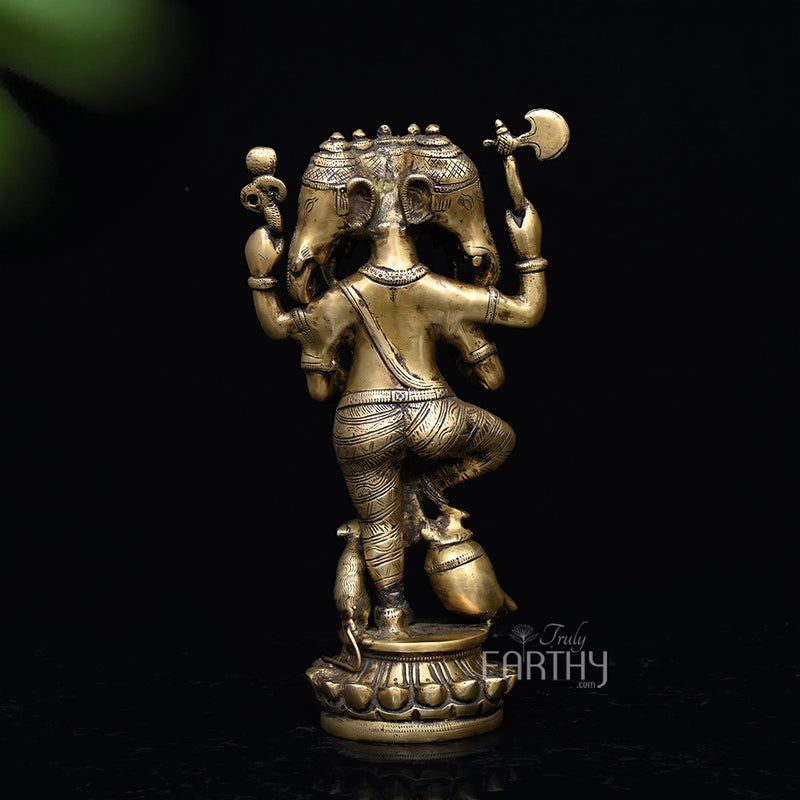 Brass Panchmukhi Ganesha Statue