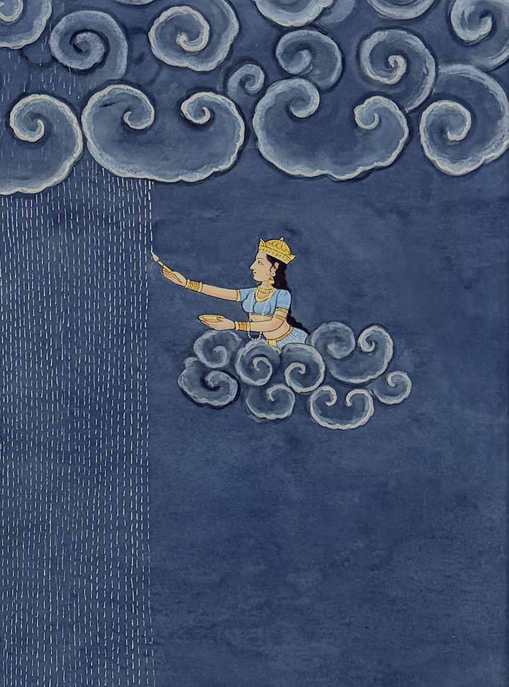 When Heaven Painted the Rain - Handmade Pichwai Painting (Unframed / 162.5 x 111.7 cm)