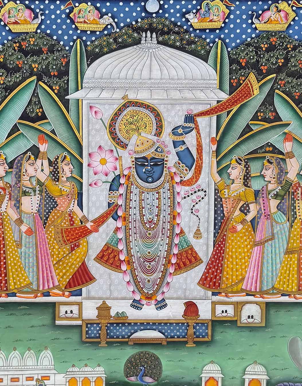 Sharad Purnima 24 Darshan - Pichwai Painting (Handmade / Unframed / 120.6 x 90.9 cm)