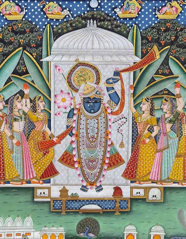 Sharad Purnima 24 Darshan - Pichwai Painting (Handmade / Unframed / 120.6 x 90.9 cm)