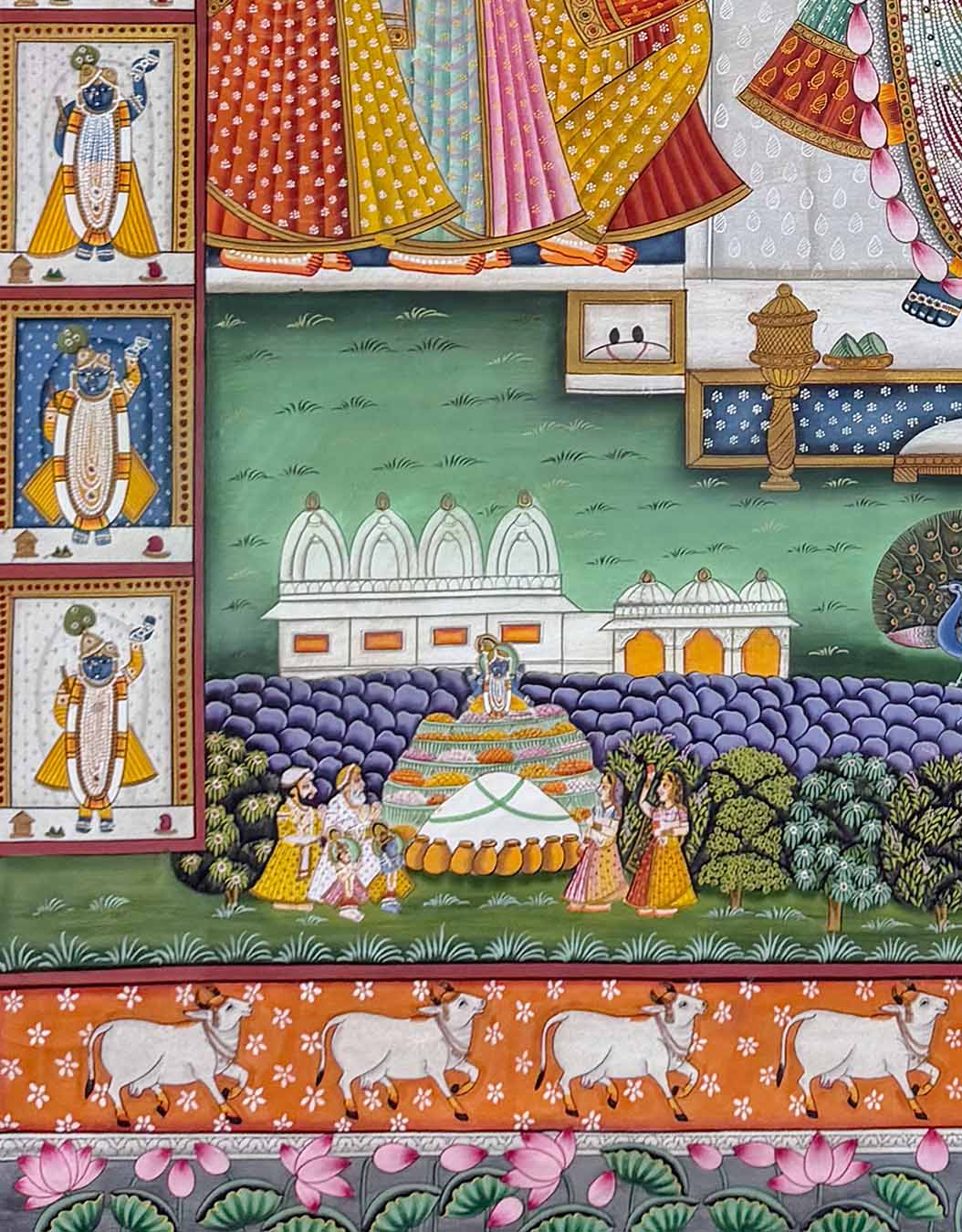 Sharad Purnima 24 Darshan - Pichwai Painting (Handmade / Unframed / 120.6 x 90.9 cm)