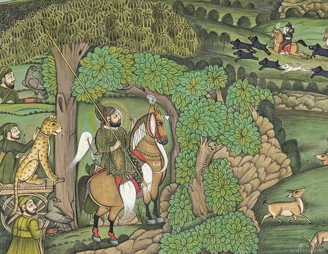 Maharana Bhim Singh Hunting - Handmade Miniature Painting