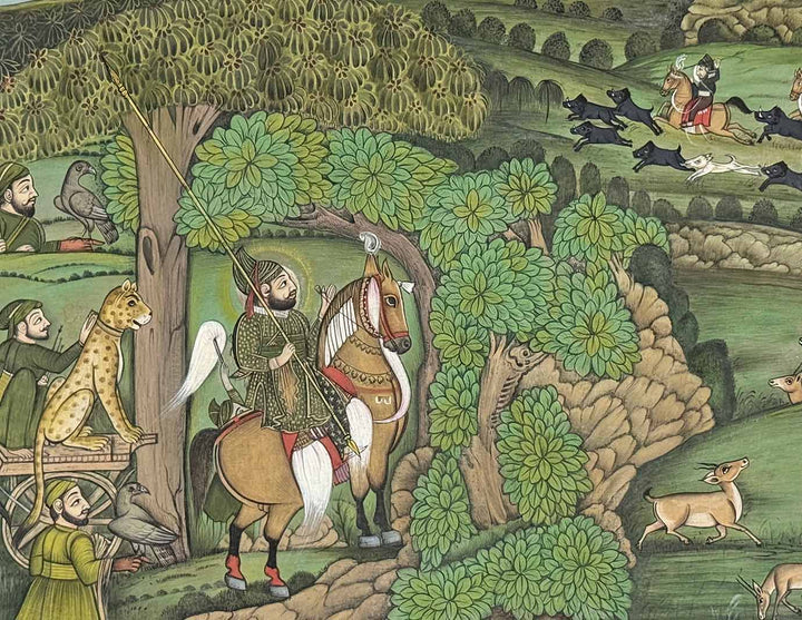 Maharana Bhim Singh Hunting - Handmade Miniature Painting