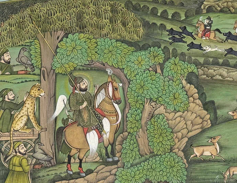 Maharana Bhim Singh Hunting - Handmade Miniature Painting