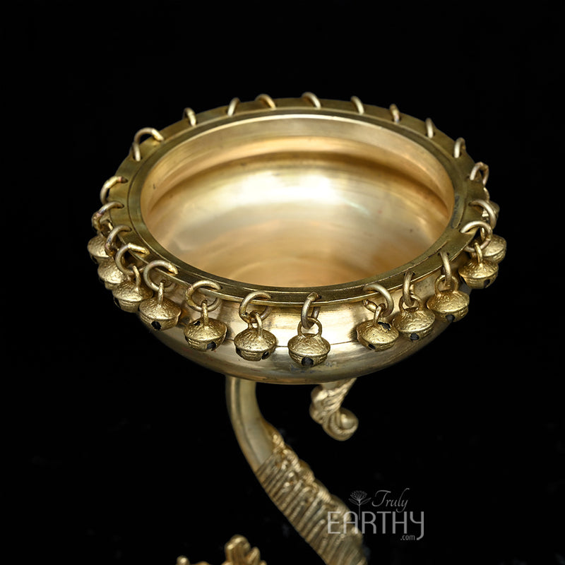 Brass Unique Urli with Peacock Diyas