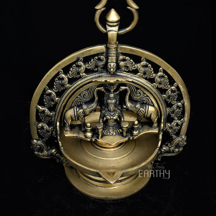 Brass Hanging Gaj-Laxmi Oil Lamp